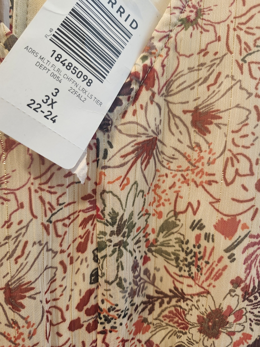 Torrid Floral Tiered Midi Dress in Cream, Pink, Green, 3X - Picture 4 of 4